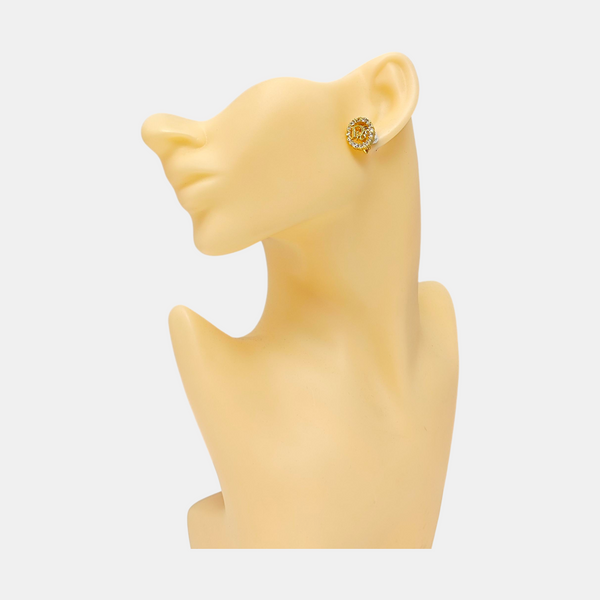 Dior Oblique Metal Gold Clip On Earrings