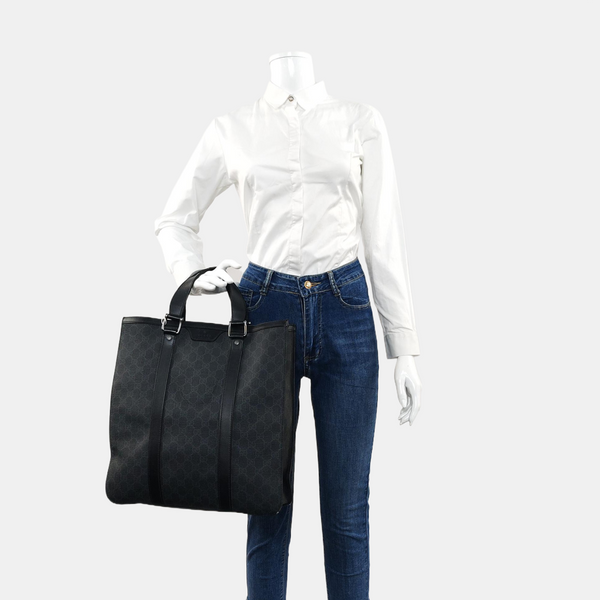 Monogram Coated Canvas Tote Bag Black