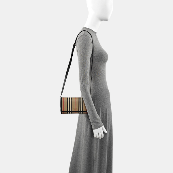 Coated Canvas Shoulder Bag Brown