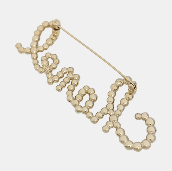 CC Logo Metal Gold Brooch