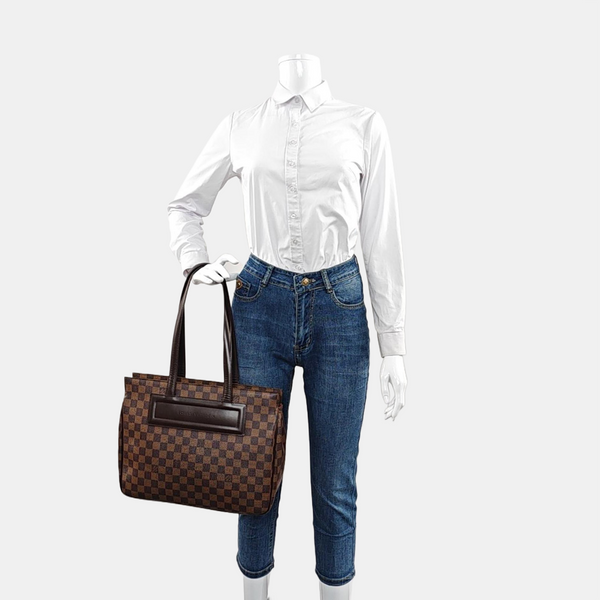 PARIOLI PM Damier Ebene Coated Canvas Brown