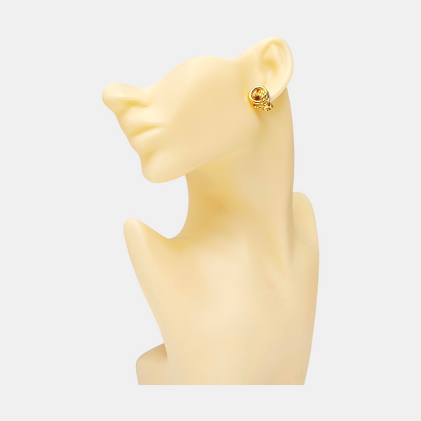 Twist Round Metal Gold Clip On Earrings