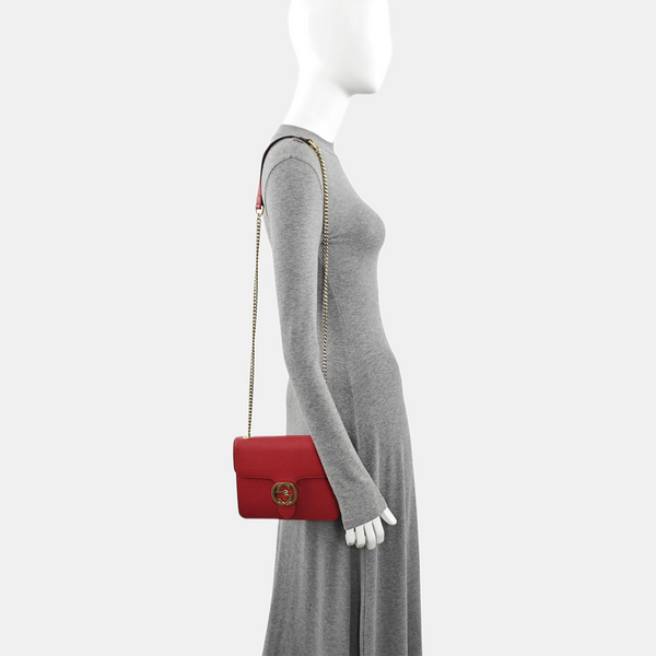 Interlocking G Small Calfskin Red