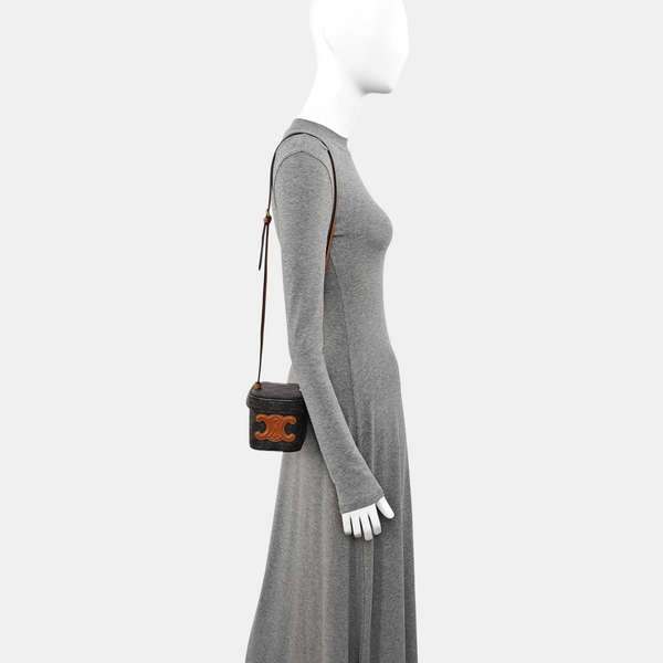 Coated Canvas Shoulder Bag Brown