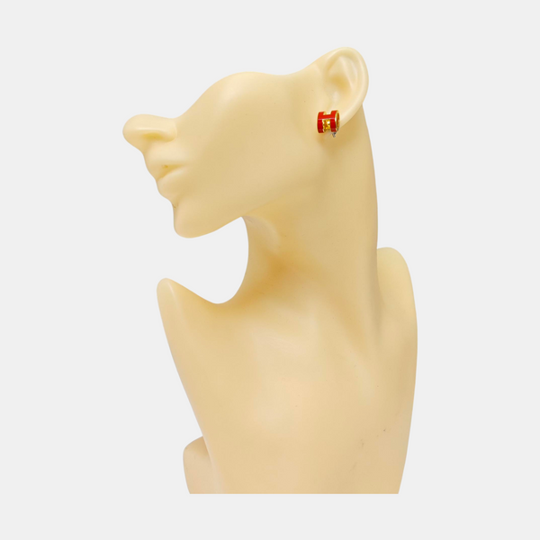 Metal Orange Stud Earrings