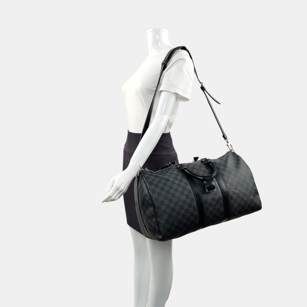 KEEPALL 45 Damier Graphite Coated Canvas Gray