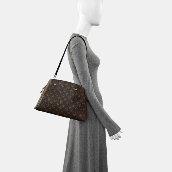 MONTAIGNE MM Monogram Coated Canvas Brown