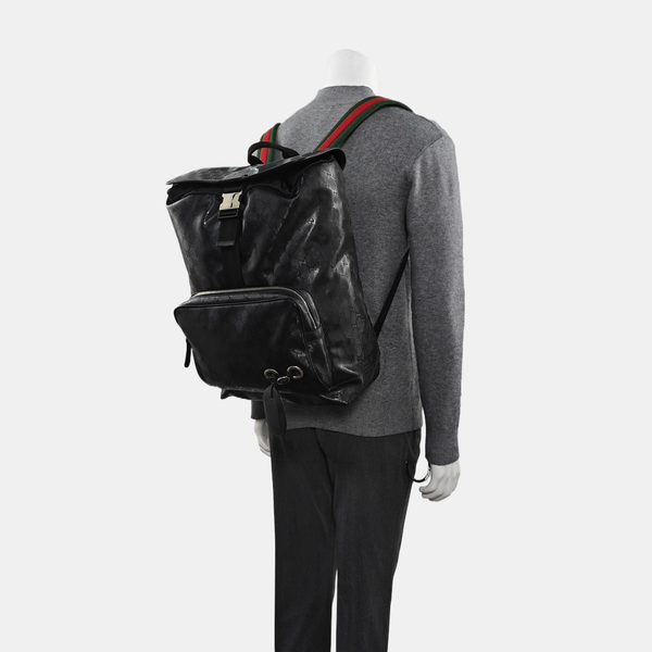Monogram Coated Canvas Backpack Black