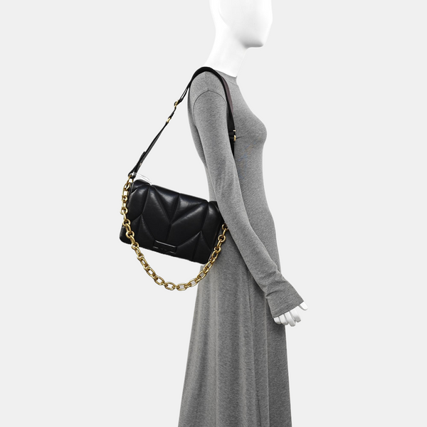 Quilted Lambskin Shoulder Bag Black