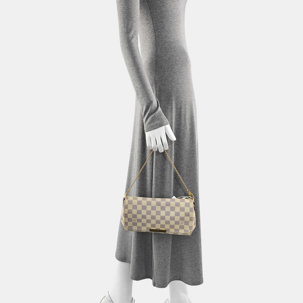 FAVORITE PM Damier Azur Coated Canvas White