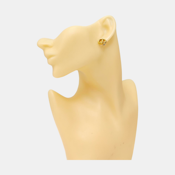 CD Navy Metal Gold Stud Earrings