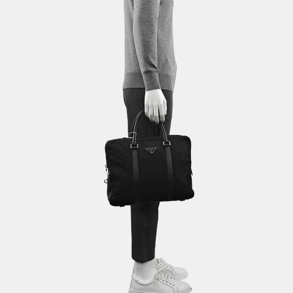 Nylon Top Handle Bag Black