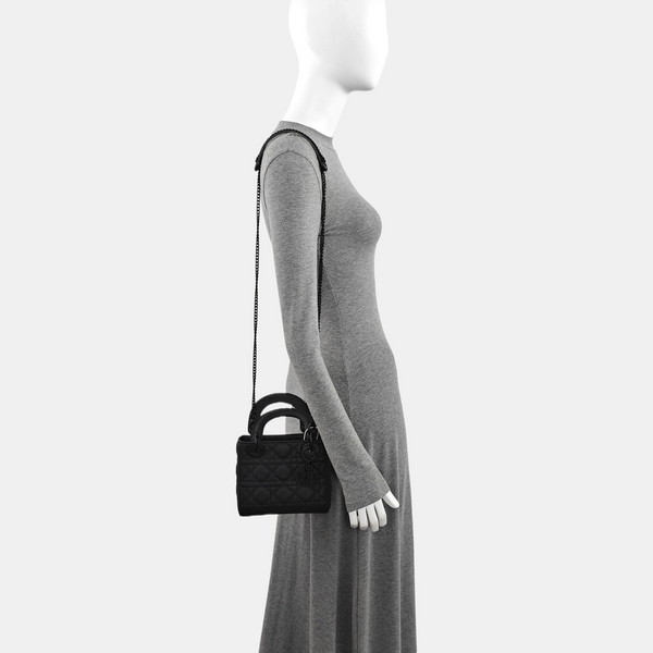 Lady Dior Mini Cannage Calfskin Black