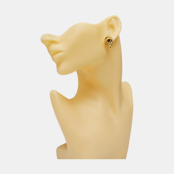 Twist Round Metal Gold Clip On Earrings