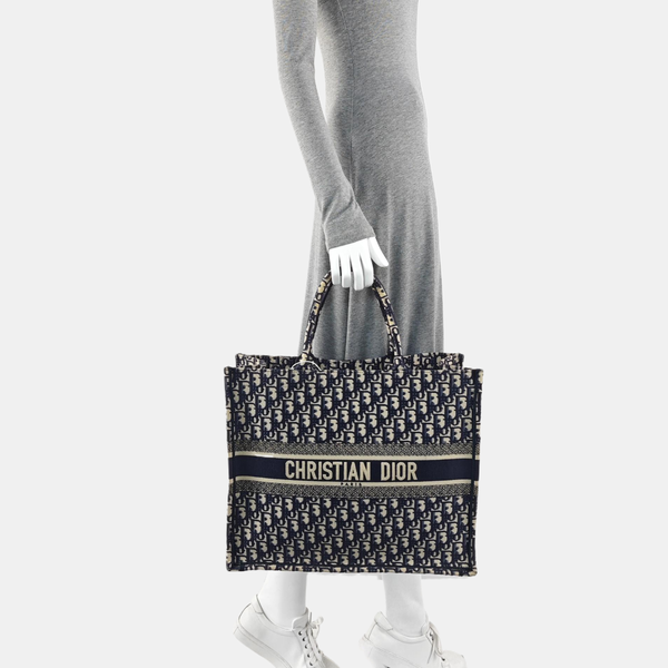 Book Tote Large Oblique Canvas Blue