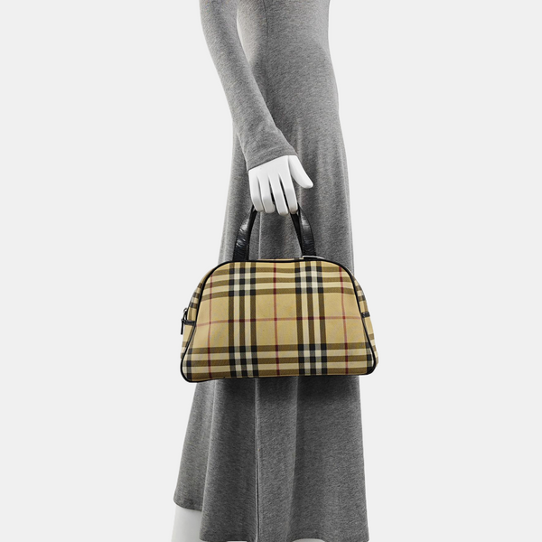 Coated Canvas Top Handle Bag Beige