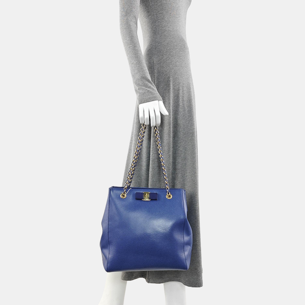 Calfskin Tote Bag Blue
