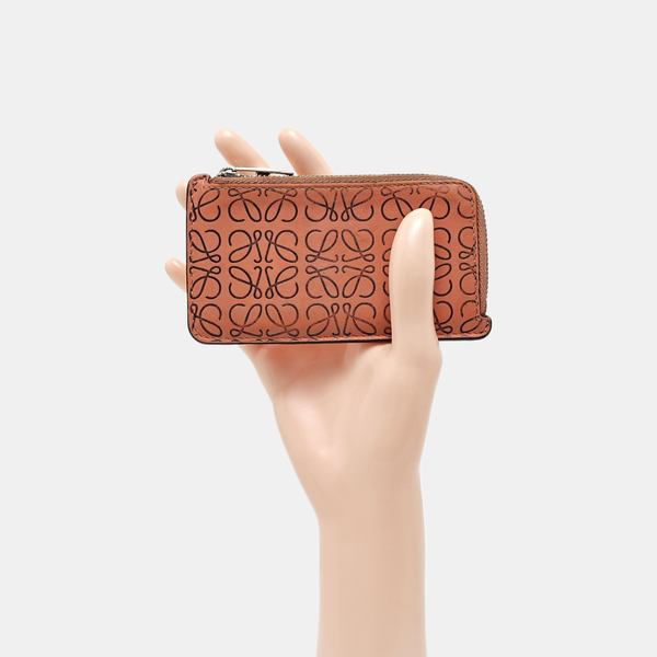 Monogram Calfskin Card Holder Pink