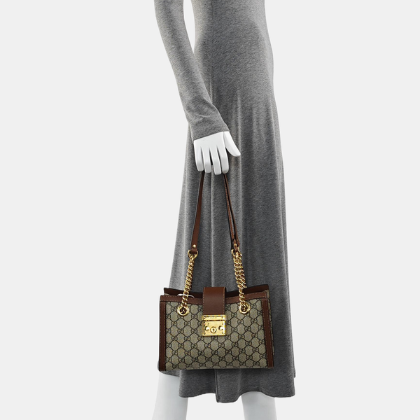 Padlock Small Monogram Coated Canvas Beige