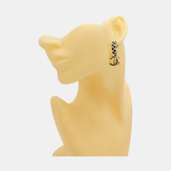 CC Logo Metal Gold Stud Earrings
