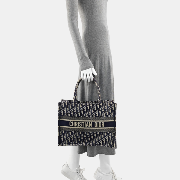 Book Tote Medium Oblique Canvas Blue