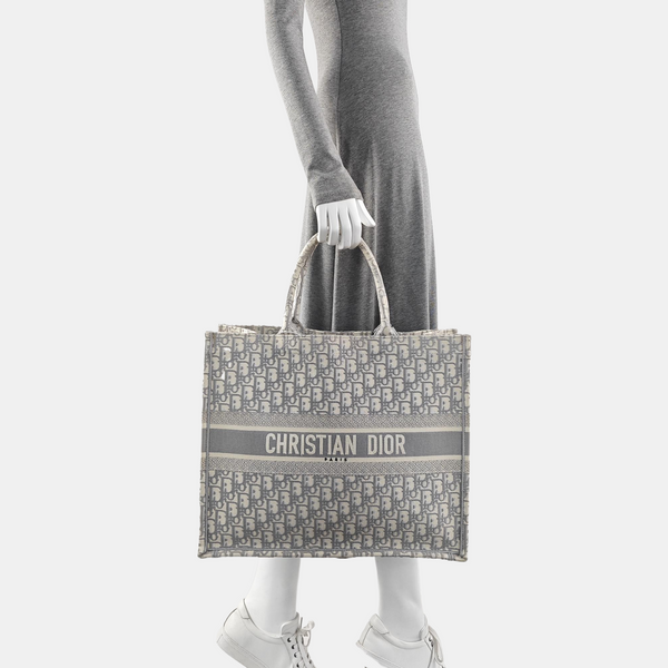 Book Tote Large Oblique Canvas Gray