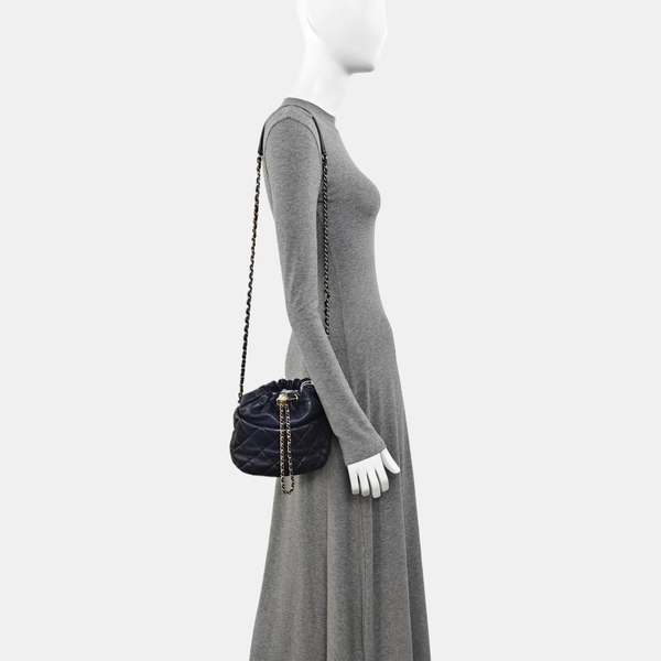 Quilted Lambskin Shoulder Bag Blue