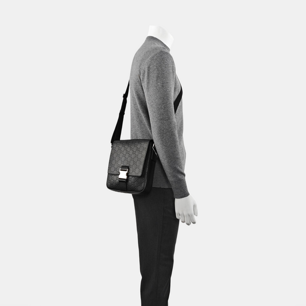 Monogram Calfskin Shoulder Bag Black