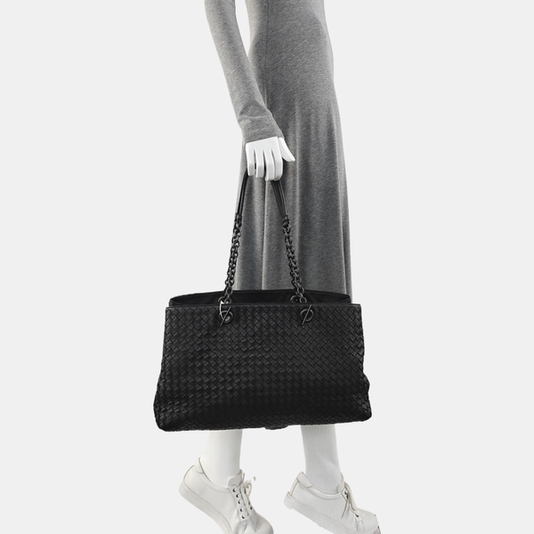 Lambskin Top Handle Bag Black