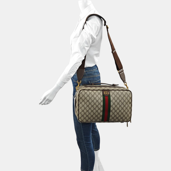 Ophidia Medium Monogram Coated Canvas Beige