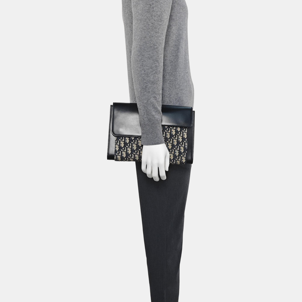 Oblique Canvas Clutch Blue