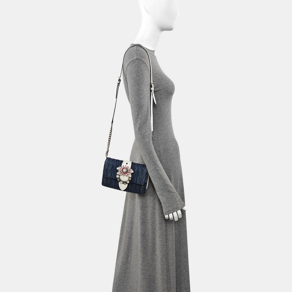 Miu Lady Quilted Canvas Blue