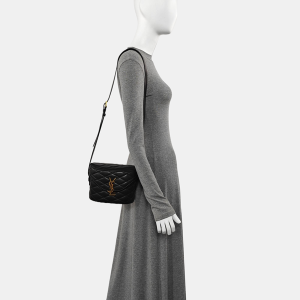 Quilted Lambskin Shoulder Bag Black