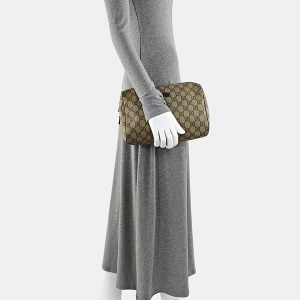 Monogram Coated Canvas Clutch Brown