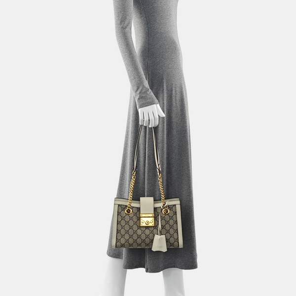 Padlock Small Monogram Coated Canvas Beige