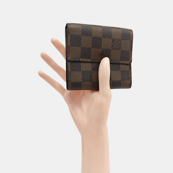 ELISE Damier Ebene Coated Canvas Brown Wallet