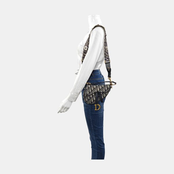 Saddle Mini Oblique Canvas Blue
