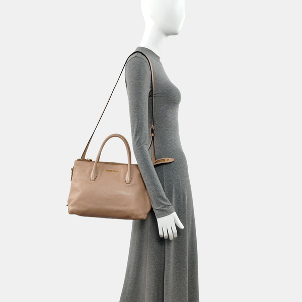 Calfskin Shoulder Bag Beige