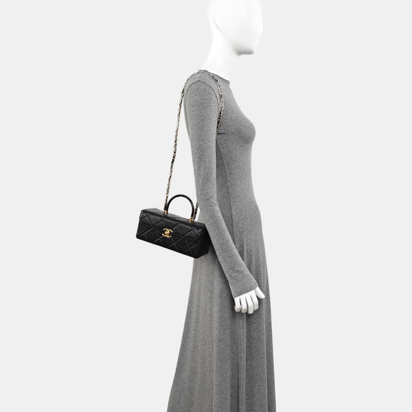 Quilted Calfskin Shoulder Bag Black