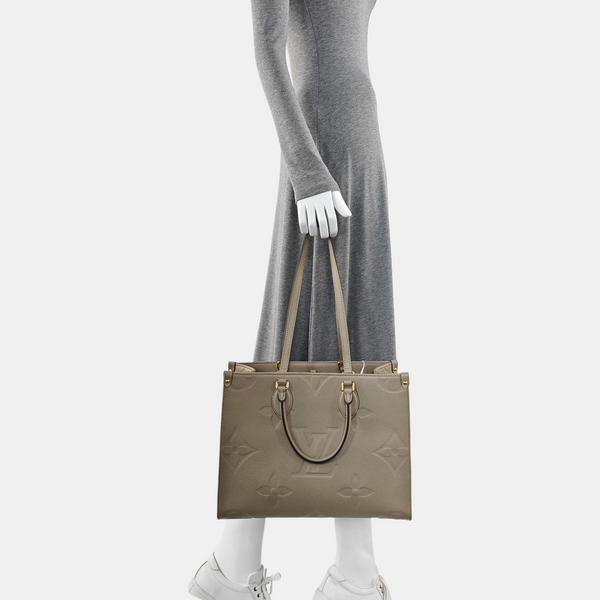 Authenticated pre-owned ONTHEGO MM Monogram Calfskin Grey - Tote Bag at Looply