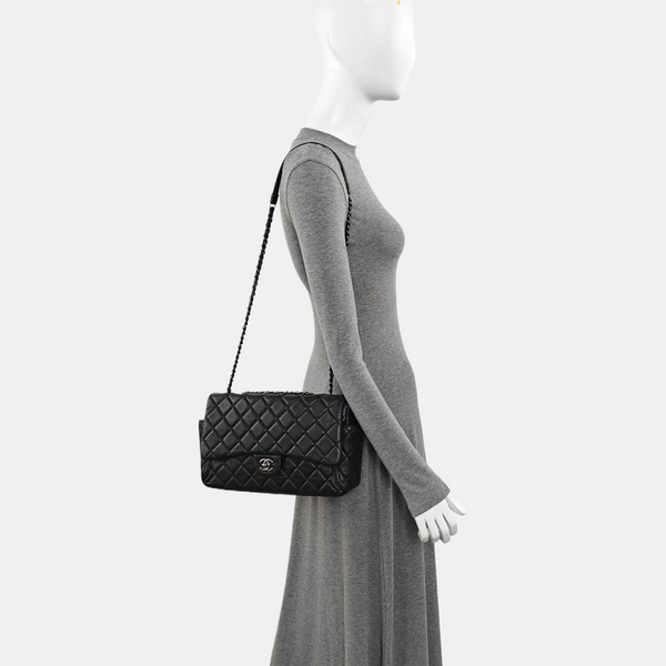 Quilted Calfskin Shoulder Bag Black