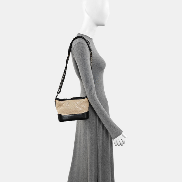 GABRIELLE Small Quilted Calfskin Beige