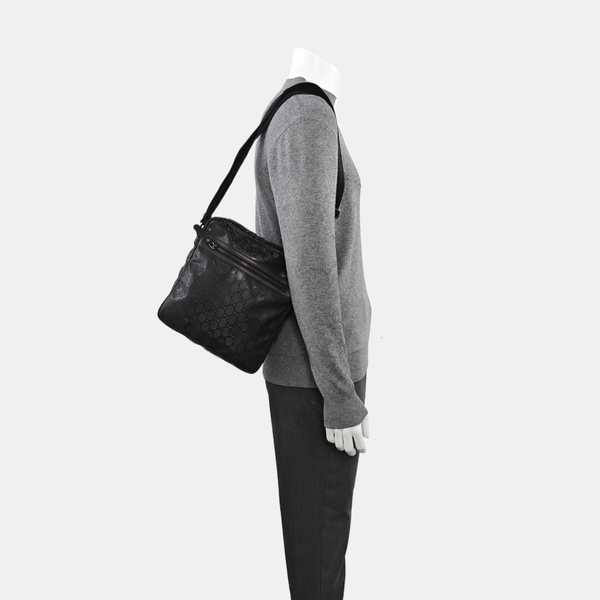 GG Imprime Messenger Monogram Coated Canvas Black