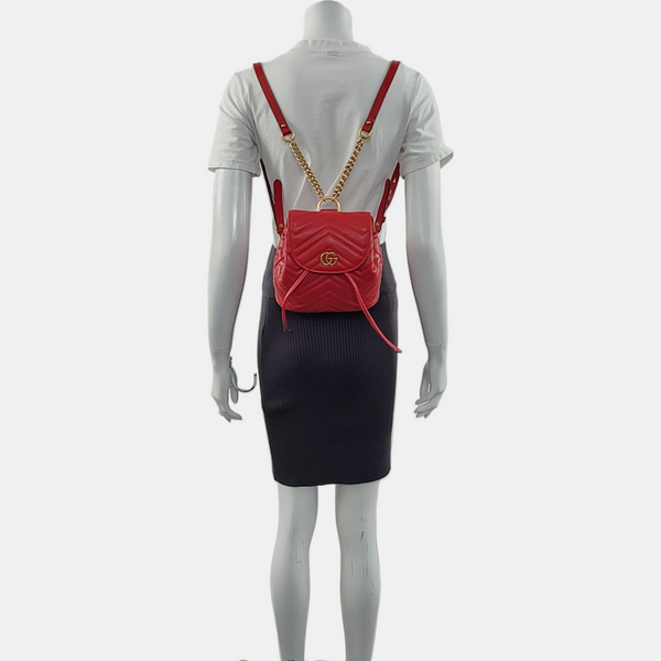 GG Marmont Super Mini Quilted Calfskin Red