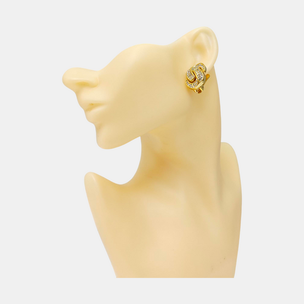 Twist Round Metal Gold Clip On Earrings