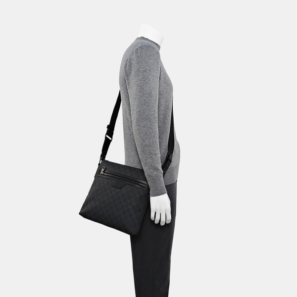 Monogram Coated Canvas Shoulder Bag Black