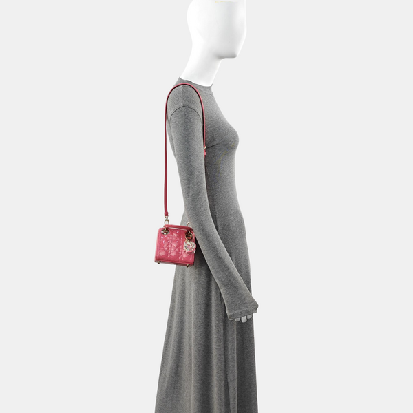 Lady Dior Mini Cannage Patent Calfskin Pink