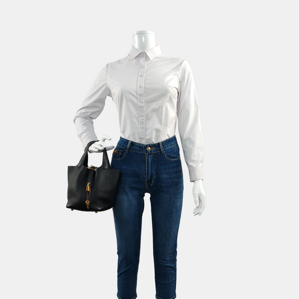Authenticated pre-owned Picotin Lock Clemence Black - Bucket Bag at Looply