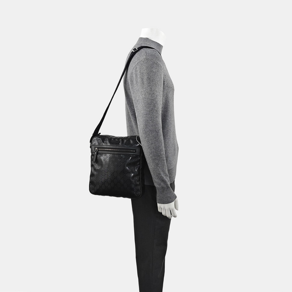 Monogram Coated Canvas Shoulder Bag Black