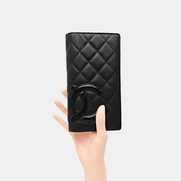 CAMBON Quilted Calfskin Black Wallet